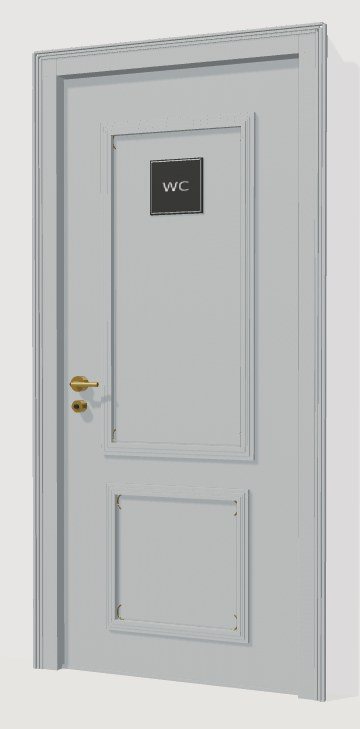 Kül Boz Qızılı Naxışlı WC Qapısı — 3D modelin ön görünüşü