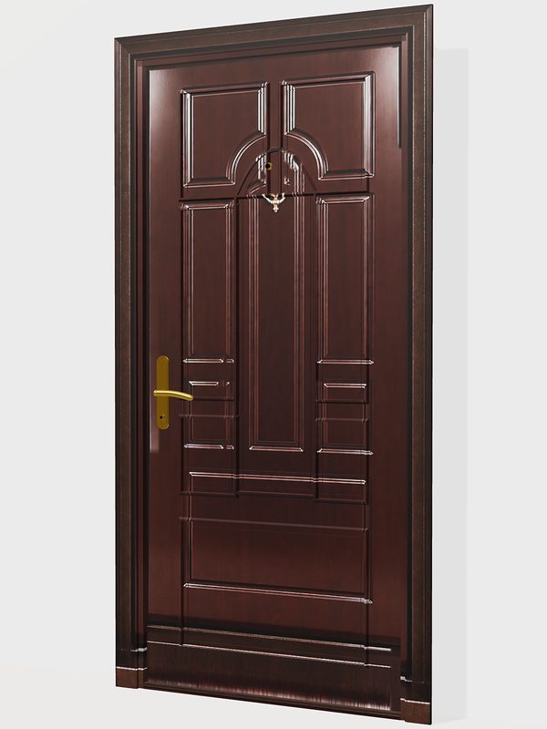 Klassik Burgundy Çoxpanelli Giriş — 3D modelin ön görünüşü