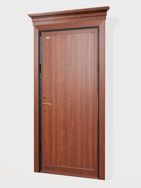 Klassik Qoz Yunan Frezli Seyf Qapı — 3D modelin ön görünüşü